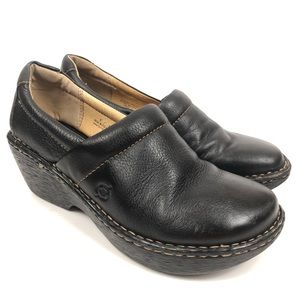 Born Black Toby Wedge Heel Slider Clogs Size 8